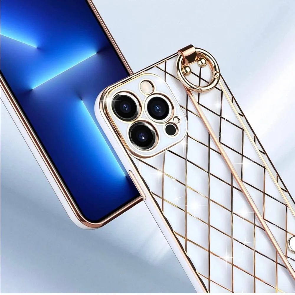 Iphone 13 Pro Case Full-Body Stylish Protective Cover Soft Case Wristband Holder
